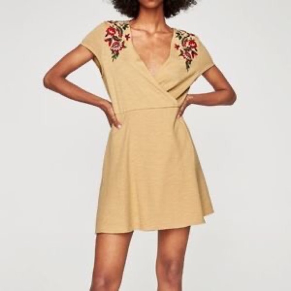 Zara Knit faux wrap with flower appliqués!